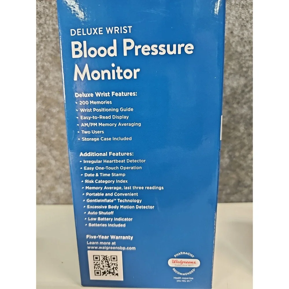 Walgreens Deluxe Wrist Blood Pressure Monitor 10+ Features CP-WGNBPW210